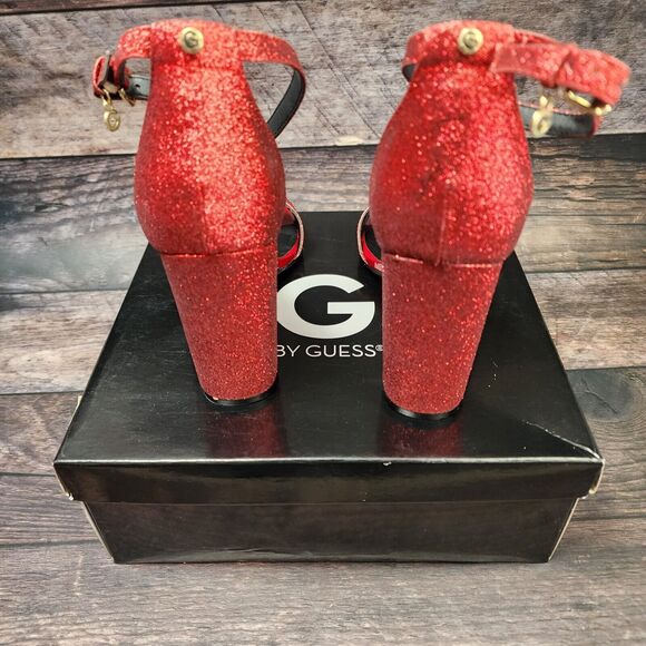 Guess Womens  Heels Dark Red Texture Size 9m Open Toe gg Shantel3 - Picture 6 of 14